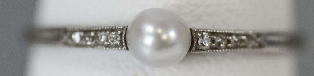 Estate Antique Platinum Diamond & Pearl Ring (1 of 9)