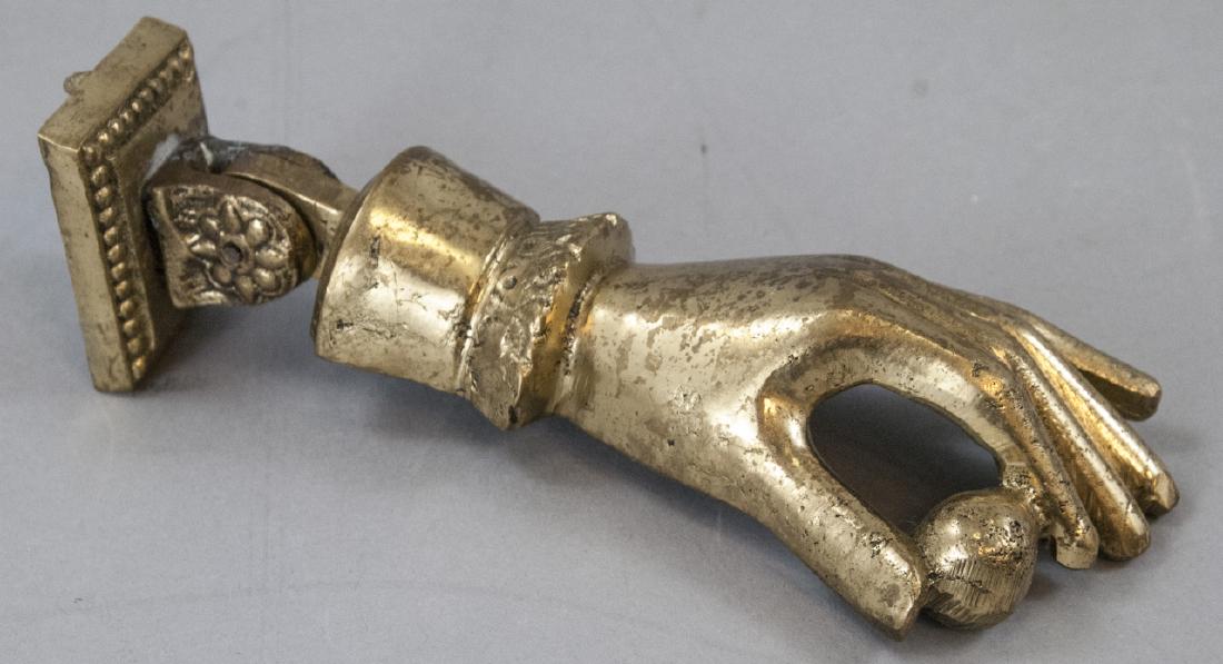Figural Hand Holding Ball Gilt Finish Door Knocker (1 of 3)