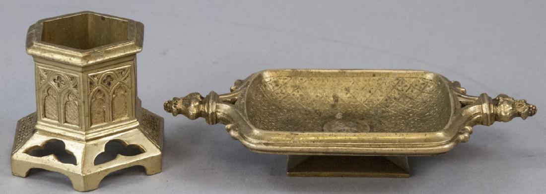 Antique 19th C Ormolu Gothic Revival Dish & Vase (1 of 4)