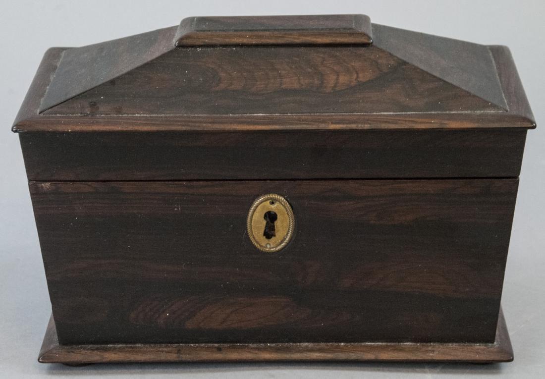 Antique 19th C Mahogany Casket Form Tea Caddy (1 of 5)