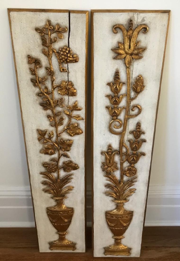 Pair Neo Classical Gilt Wood Carved Wall Plaques (1 of 4)