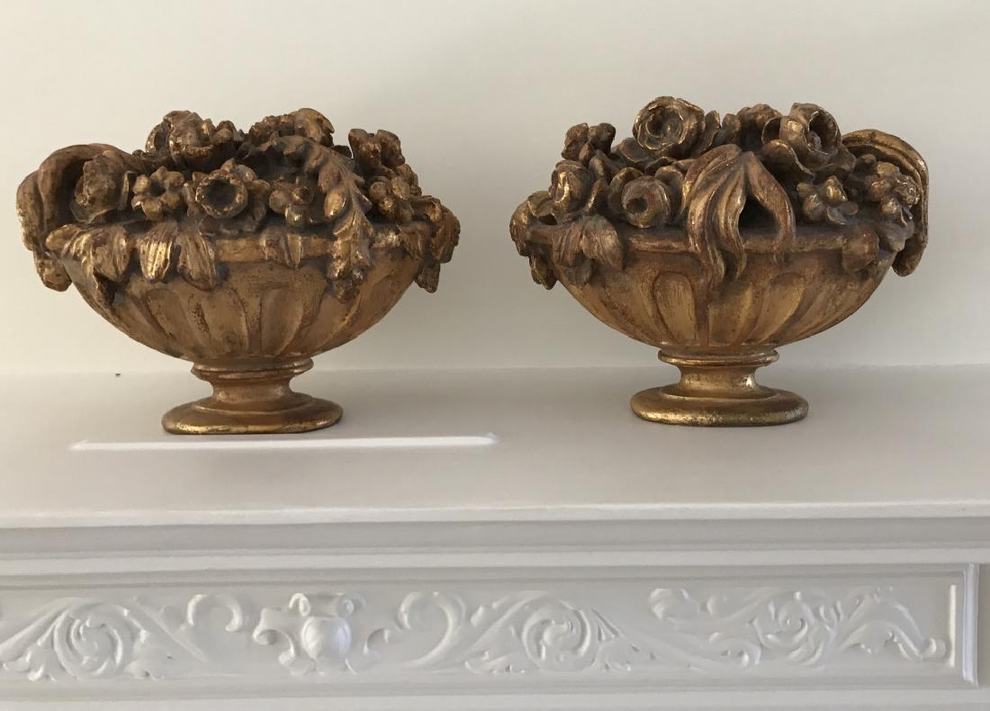 Pair Neo Classical Statues Gilt Baskets of Flowers (1 of 2)