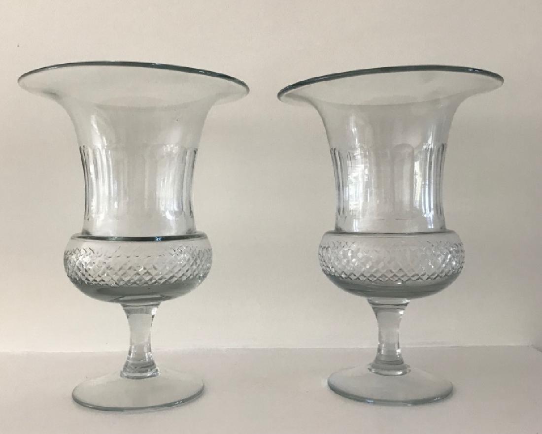 Pair Neo Classical Large Cut Glass Urn Form Vases (1 of 2)