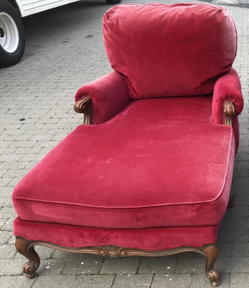 French Style Red Velvet Chaise Lounge Chair (1 of 5)