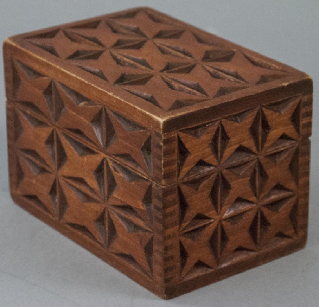 Hand Carved Folk Art / Tramp Art Style Jewelry Box (1 of 3)