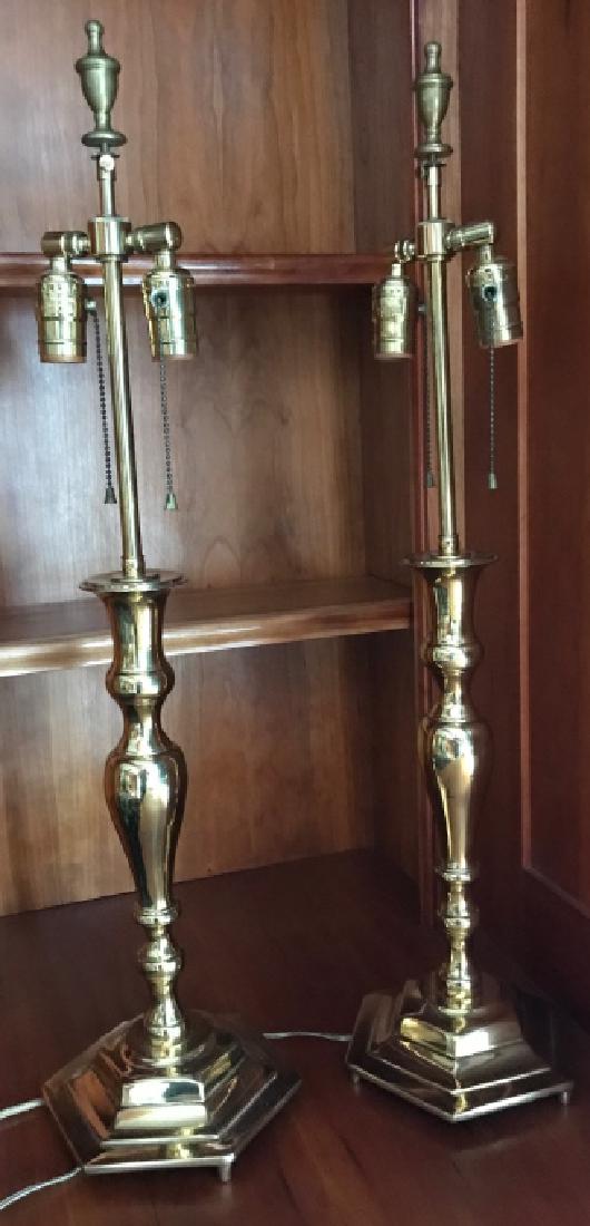 Pair of English Polished Gilt Brass Table Lamps (1 of 3)
