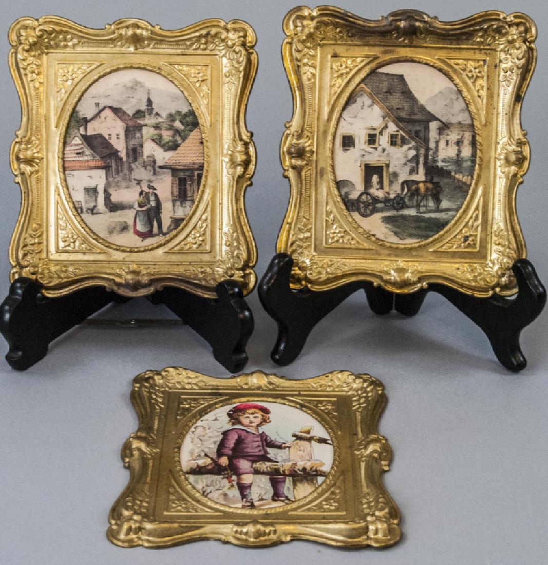 Three Antique Dollhouse Ormolu Framed Prints (1 of 7)