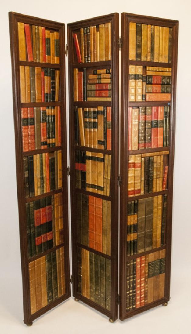 Tooled Leather Book Spines Three Panel Screen (1 of 9)