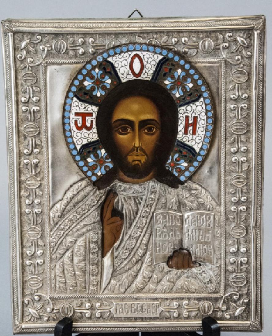 Russian Enamel & Hand Painted Icon of Jesus Christ (1 of 5)