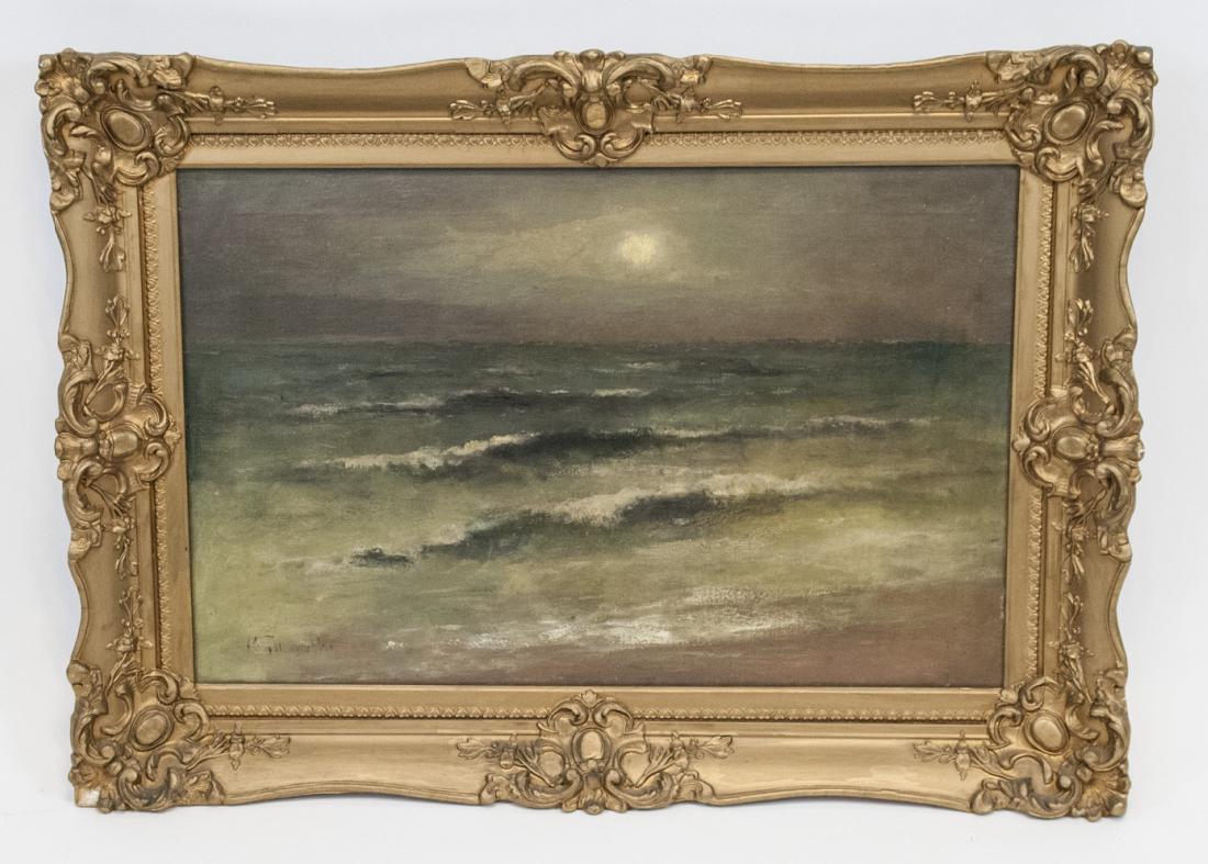 American 19C Seascape Oil Painting Ornate Frame (1 of 6)