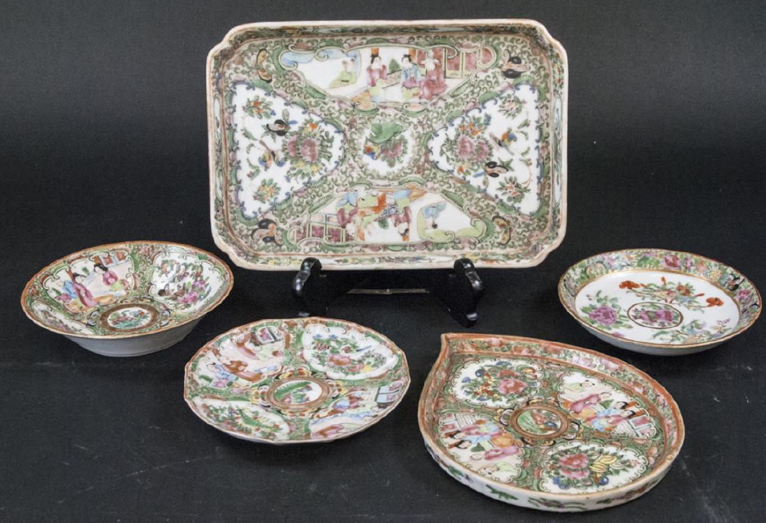 Group Antique Chinese Rose Medallion Plates & Bowl (1 of 11)