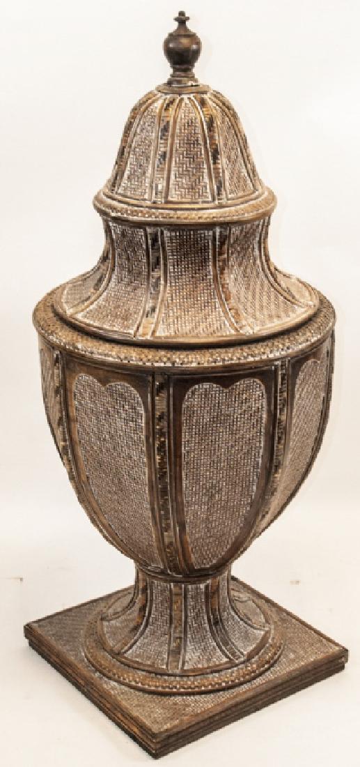 Large Decorative Rattan Neoclassical Style Urn (1 of 6)