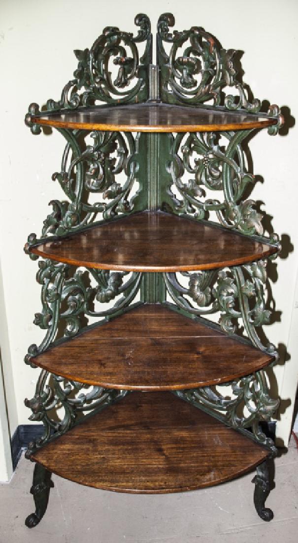 Rococo Revival Style Cast Iron Corner Etagere