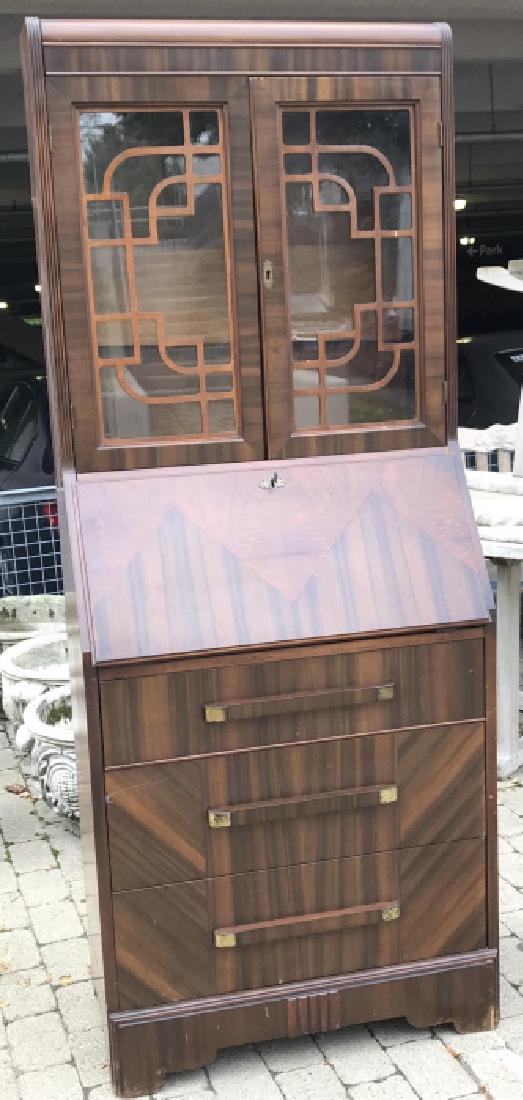 Art Deco Paned & Inlaid Slant Front Secretary (1 of 6)