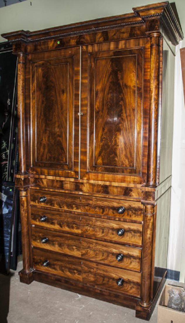 American Empire Style Crotch Mahogany Wardrobe (1 of 5)