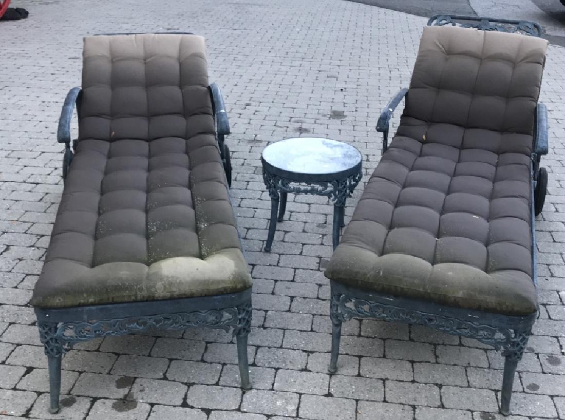 2 French Style Cast Metal Outdoor Lounge Chairs (1 of 6)