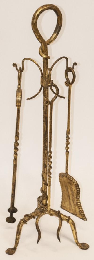 French Style Gilt Metal Fireplace Tool Set (1 of 4)