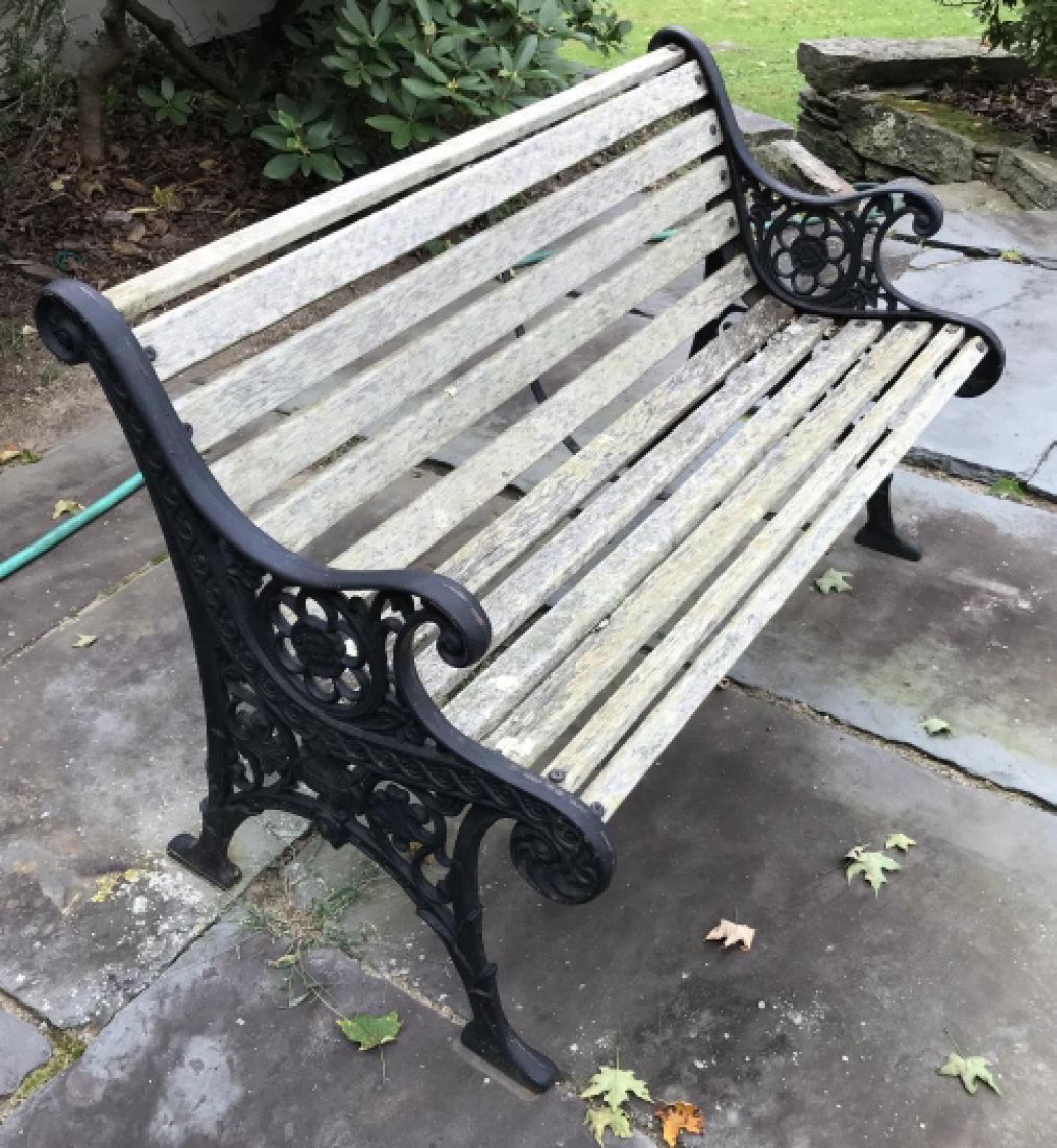 Garden / Patio Teak Wood & Cast Iron Bench