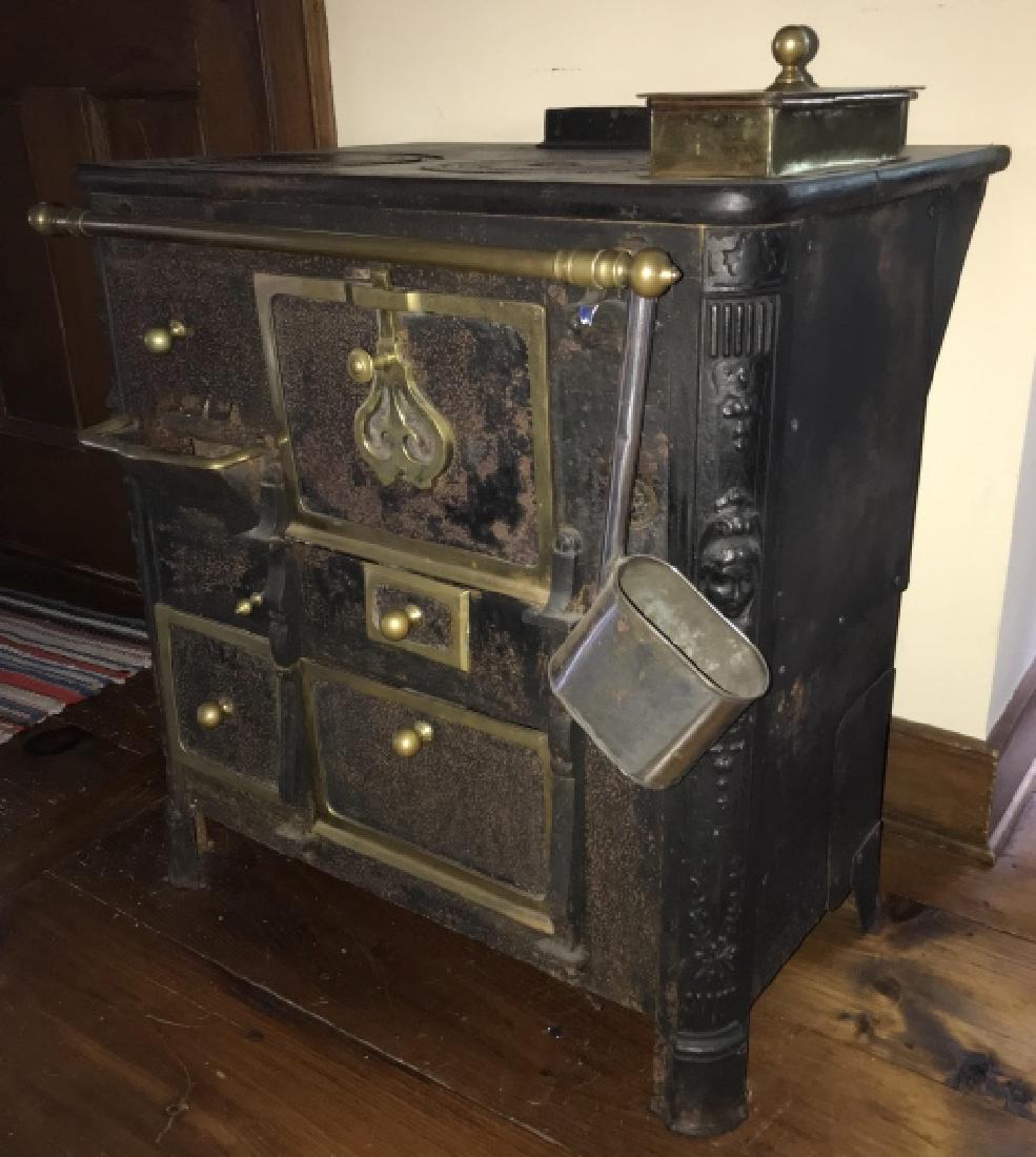 Antique 19th C Cast Iron & Copper French Stove (1 of 5)
