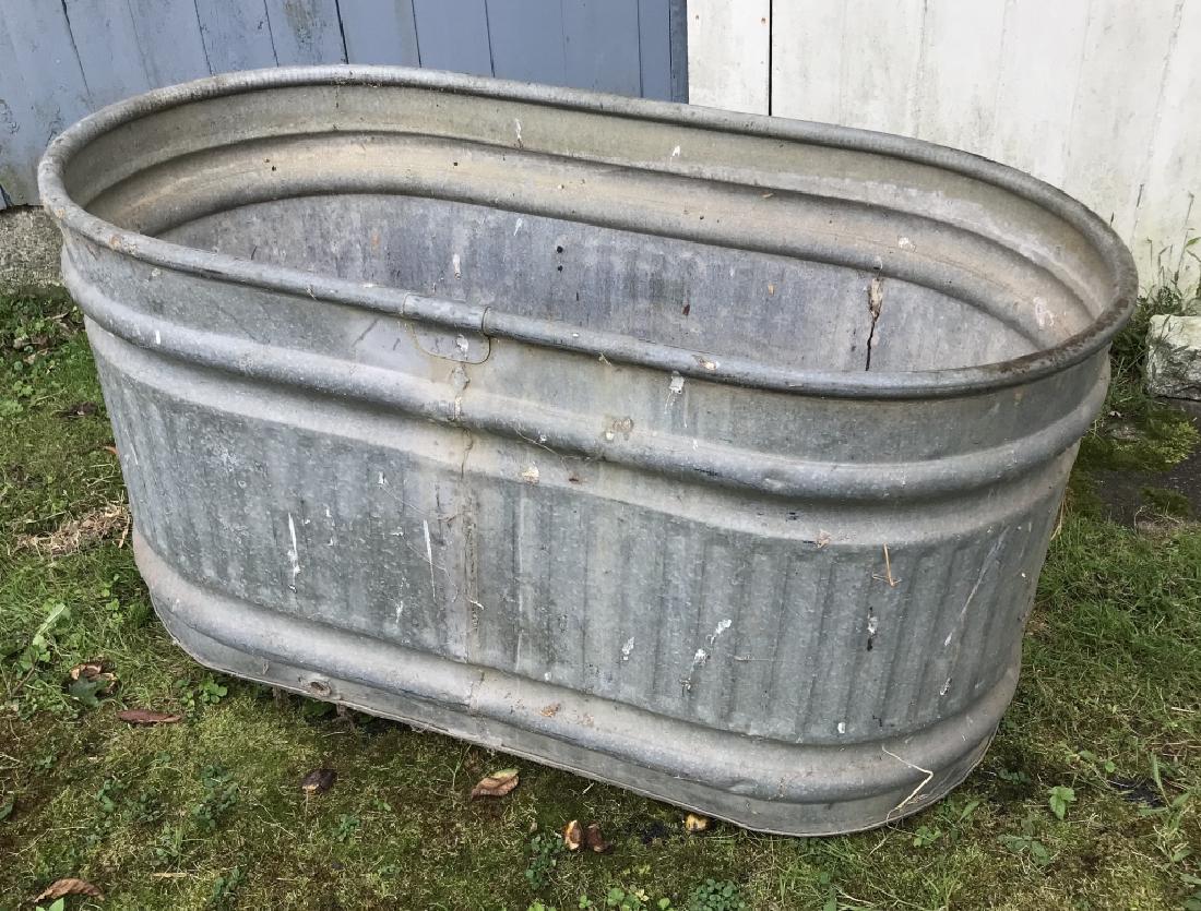 Large Vintage Horse / Cow Steel Water Trough: Large Vintage Horse / Cow Steel Water Trough. Measures 23 x 47 x 23 inches. Property of a Greenwich, Connecticut equestrian estate.