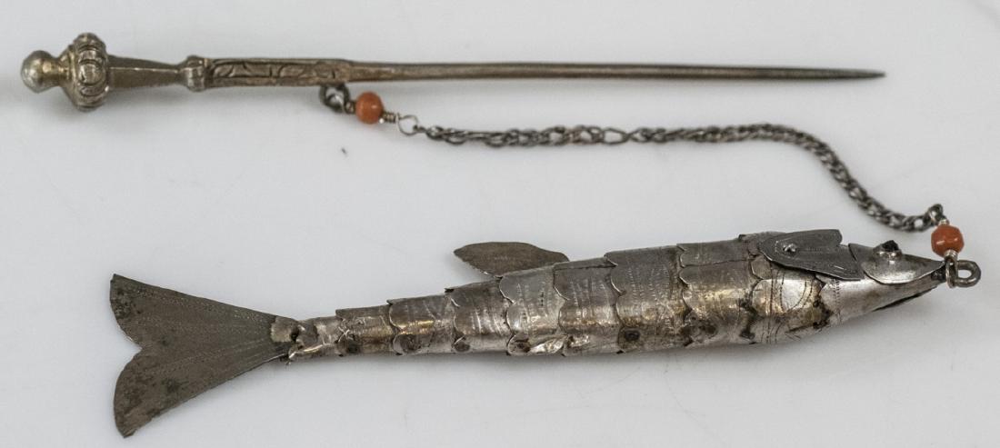 Antique Articulated Fish w Spear Brooch / Pin (1 of 8)