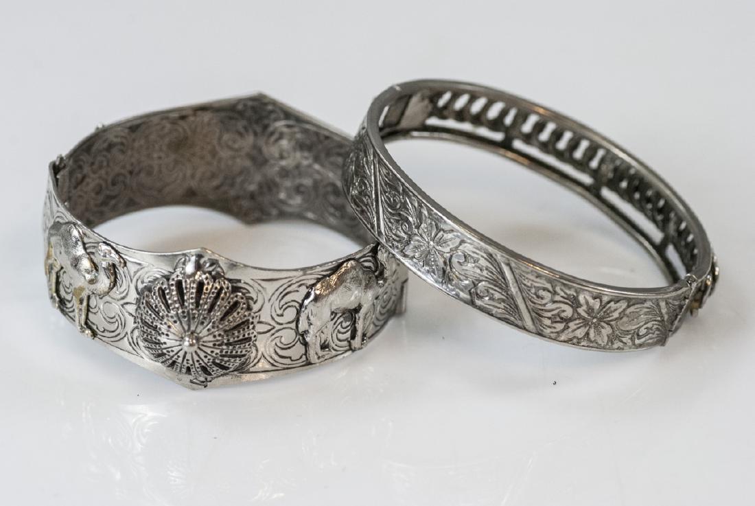 Two Vintage Hinged Bangle Bracelets w Hamsa (1 of 6)
