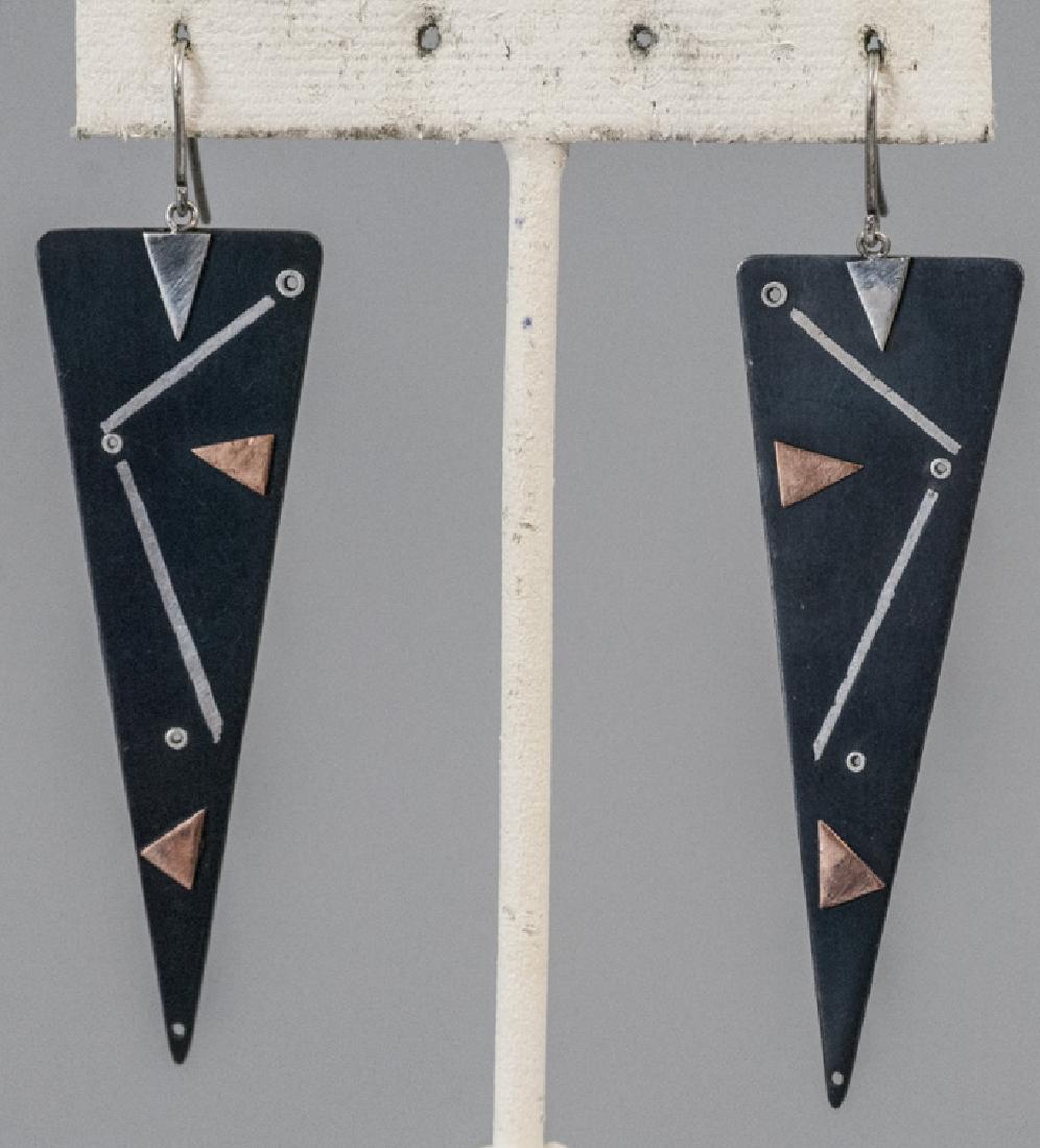 Pair Vintage Modernist Sterling Silver Earrings (1 of 6)