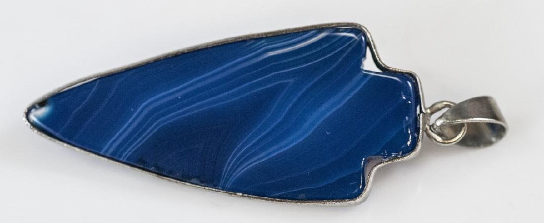 Vintage Blue Agate & Silver Arrowhead Pendant (1 of 4)