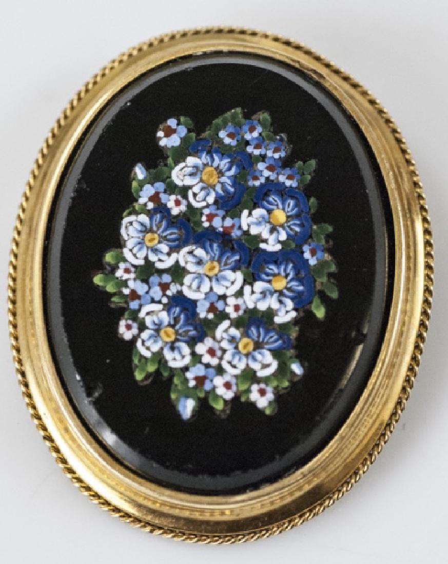 Antique 19th C 18k Gold Micro Mosaic Floral Brooch (1 of 4)