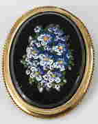 Antique 19th C 18k Gold Micro Mosaic Floral Brooch (1 of 4)