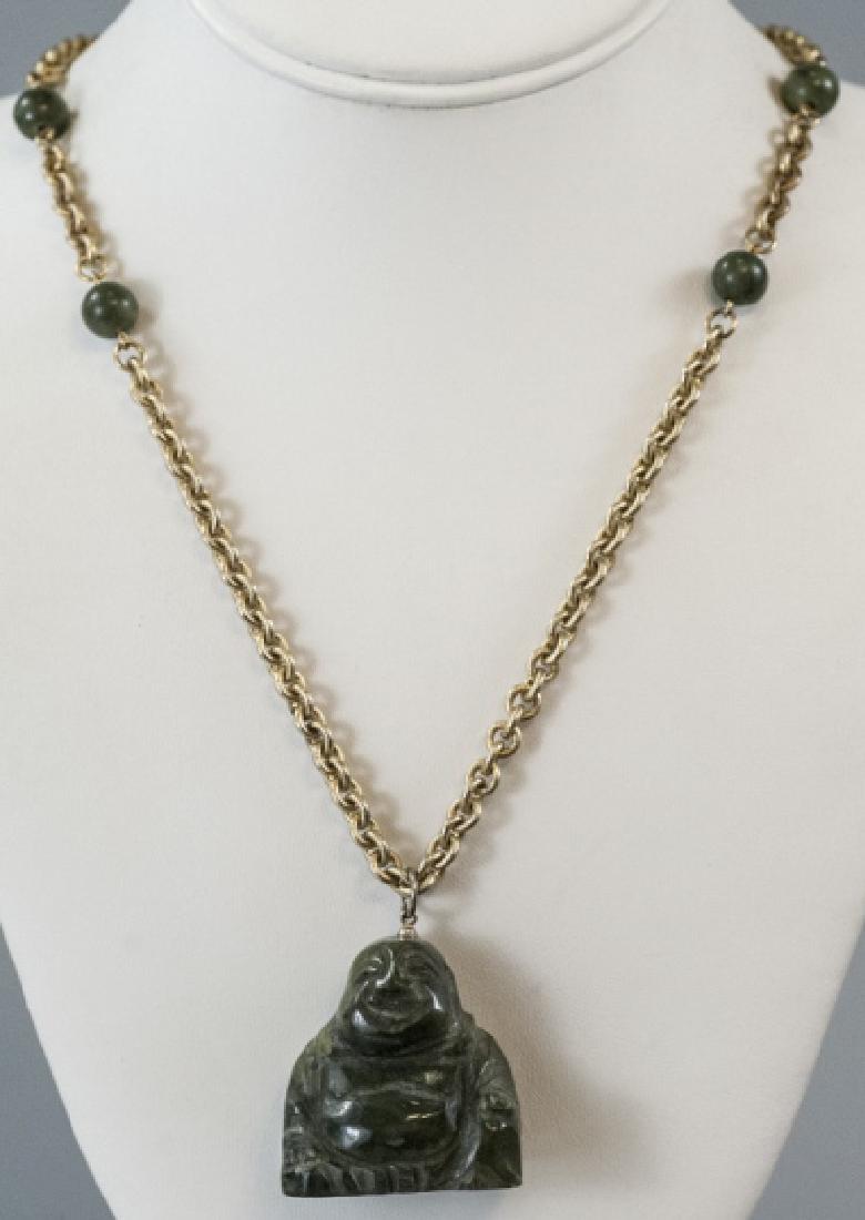 Vintage Carved Jade Chinese Buddha Pendant (1 of 6)