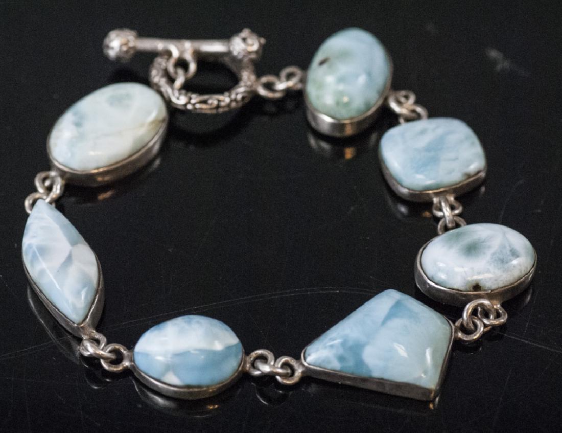 Cabochon Larimar & Sterling Silver Bracelet (1 of 9)
