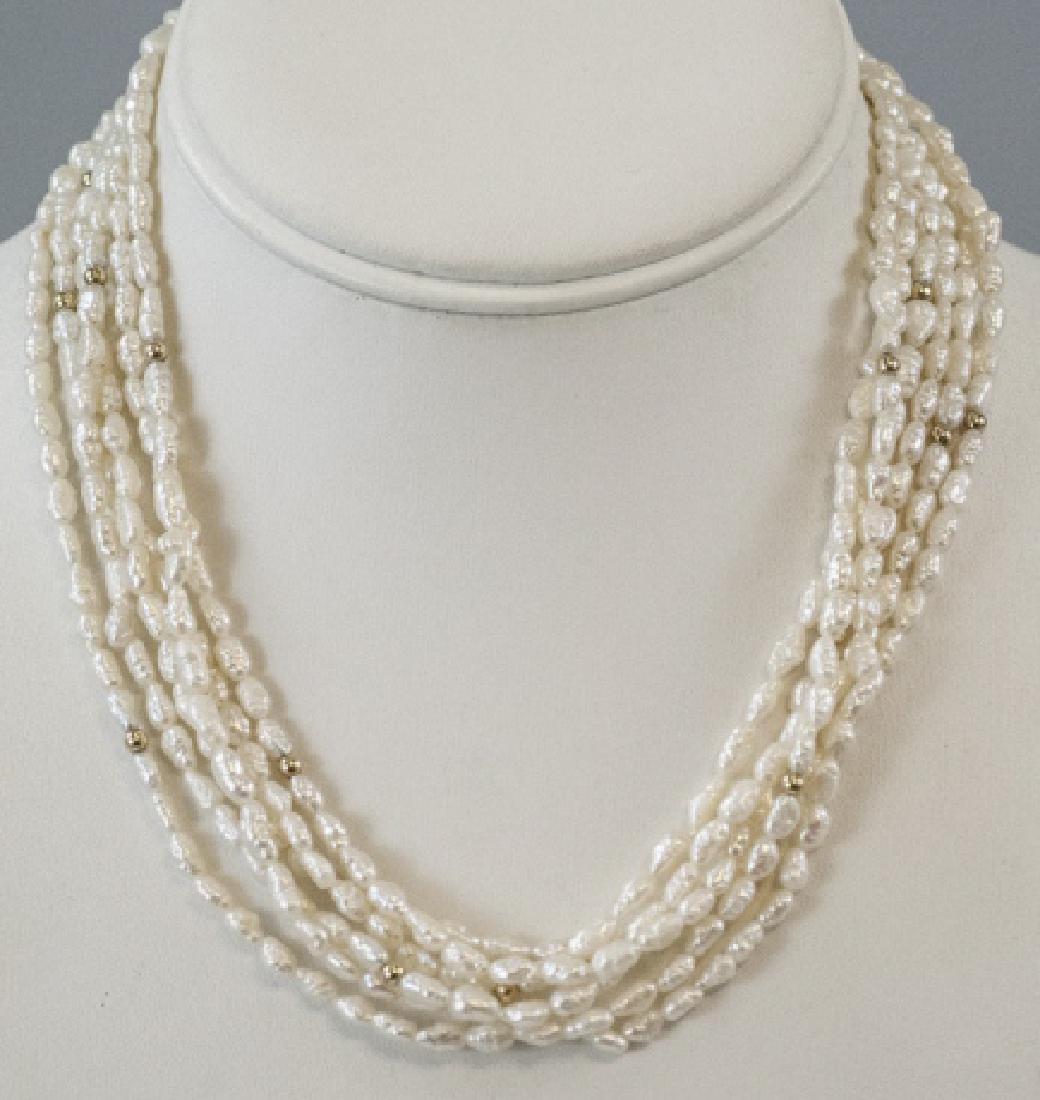 Estate 14kt Yellow Gold & Seed Pearl Necklace (1 of 9)