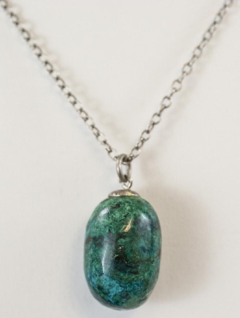 Estate Sterling Silver Chain w Turquoise Pendant (1 of 4)