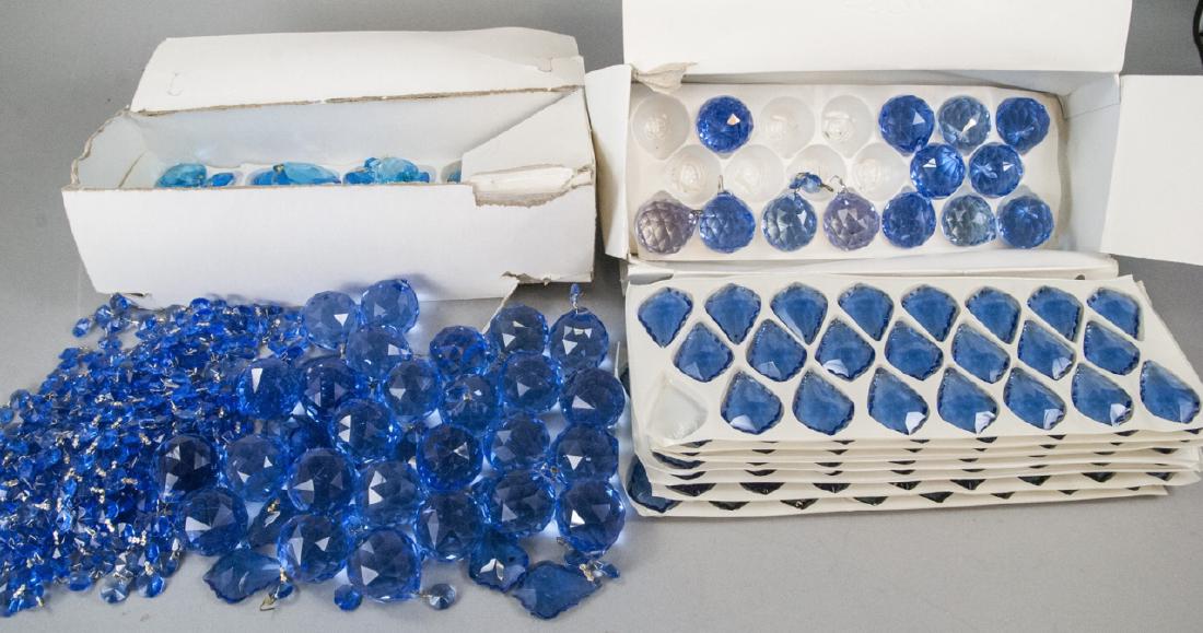 Lot Blue Cut Crystal Chandelier Pendalogs Pieces (1 of 6)