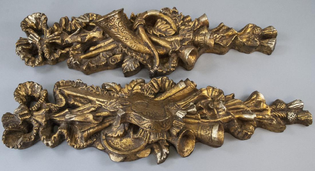 Pair French Rococo Style Gilt Cast Wall Sconces (1 of 7)