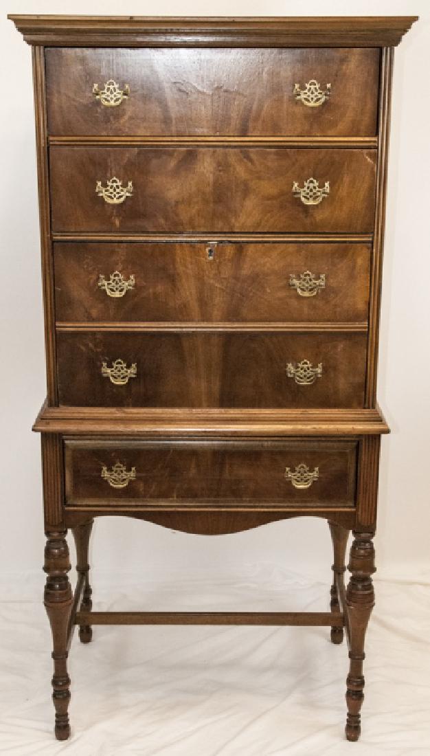 Antique English Style Highboy Form Secretary Desk (1 of 8)