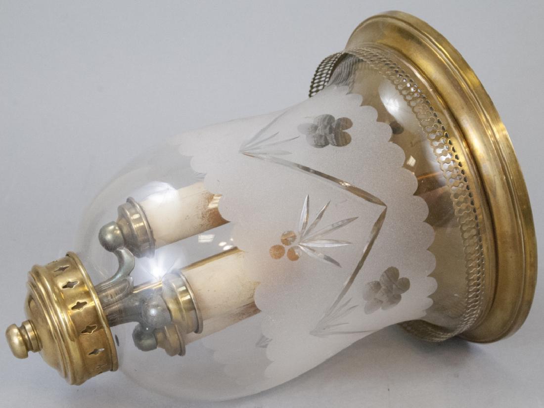 Flush Mount Brass & Glass Bell Jar Ceiling Fixture (1 of 5)