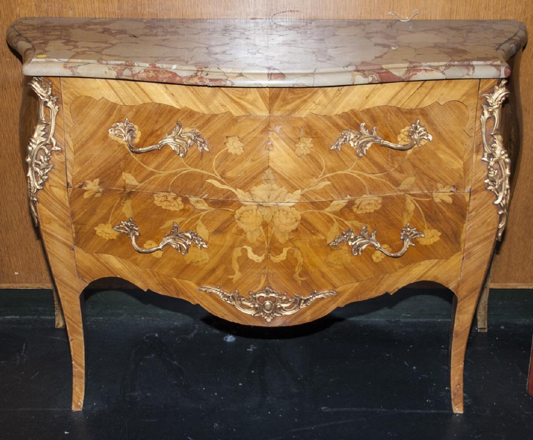 Louis XV Inlaid Bombe Chest W Marquetry & Ormolu (1 of 8)