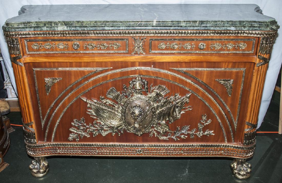 French Empire Style Marquetry Marble Top Buffet (1 of 10)