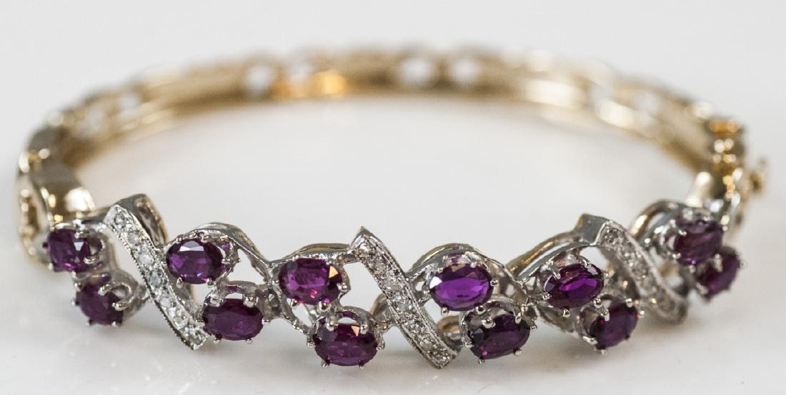 Estate 14kt Gold & Ruby Diamond Bangle Bracelet (1 of 9)