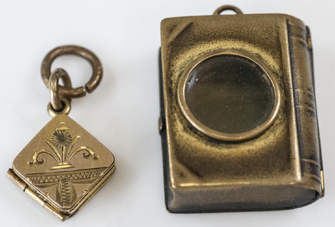 Antique 19th C Locket & Book w Magnifier Pendant (1 of 7)
