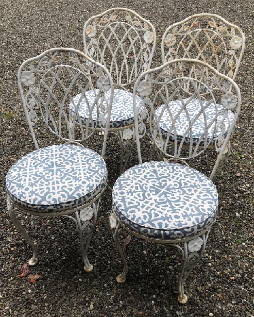 Set of Four White Painted Cast Metal Garden Chairs (1 of 4)