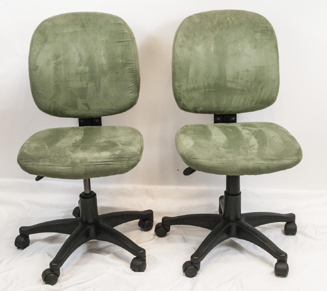 Pair of Sage Green Suede Office / Desk Chairs