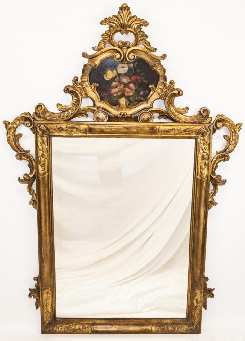 Antique Carved Gilt Decorated Hand Painted Mirror (1 of 9)