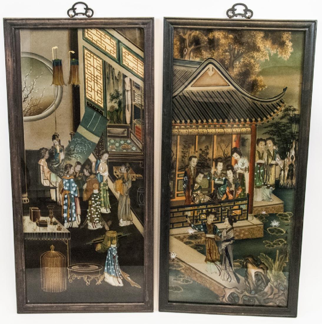 Pair of Chinese Reverse Painted on Glass Panels (1 of 7)