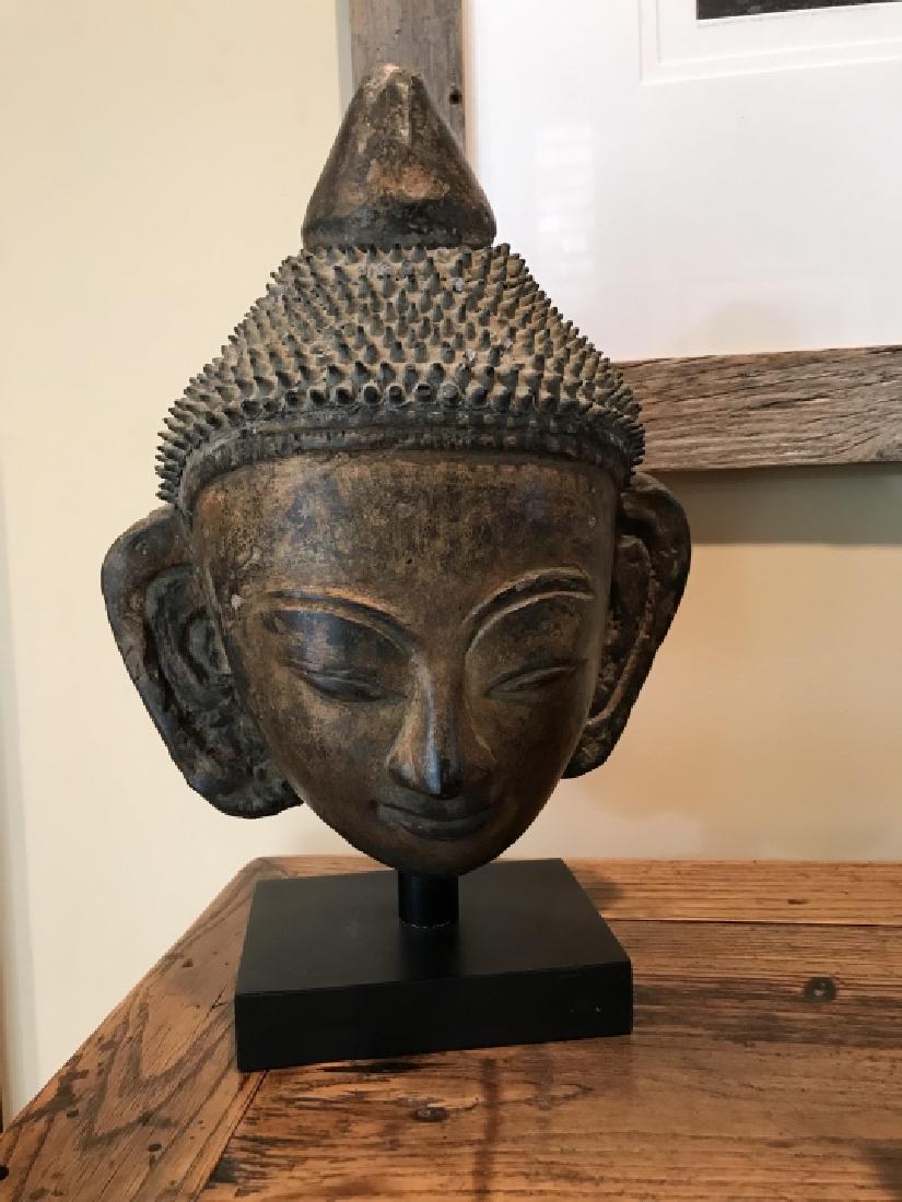 Southeast Asian Pottery Buddha Head on Stand (1 of 3)