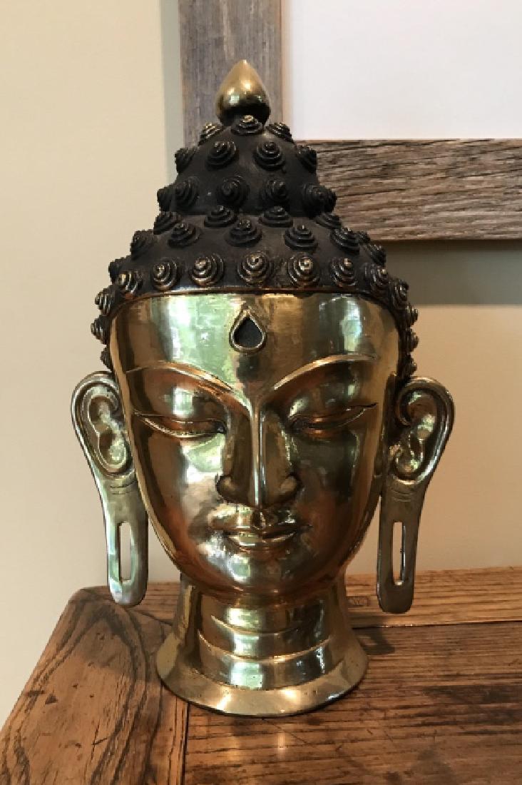 Asian Gilt Metal Statue of a Buddha Head (1 of 3)