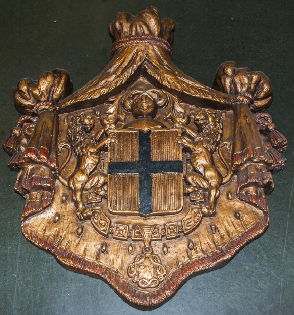 Mid C Heraldic Royal Lions Coat of Arms Plaque (1 of 5)