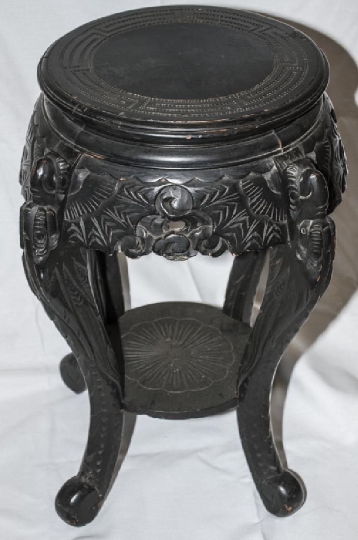Asian Carved Ebonized Wood Display Stand (1 of 7)